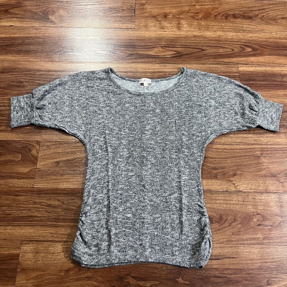 Fiona & Purple Womens Short Sleeve Shirt Gray Size Medium